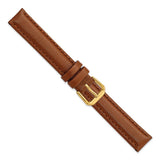 DeBeer 15mm Havana Smooth Leather with Gold-tone Buckle 7.5 inch Watch Band