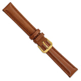 DeBeer 16mm Havana Smooth Leather with Gold-tone Buckle 7.5 inch Watch Band