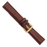 DeBeer 18mm Havana Smooth Leather with Gold-tone Buckle 7.5 inch Watch Band