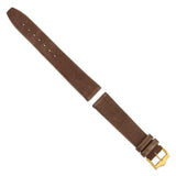 DeBeer 18mm Dark Brown Suede Flat Leather with Gold-tone Buckle 7.75 inch Watch Band