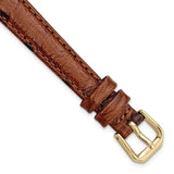 DeBeer 12mm Havana Ostrich Grain Leather with Gold-tone Buckle 6.75 inch Watch Band