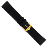 20mm Black Suede Flat Leather Gold-tone Buckle Watch Band