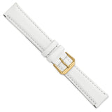 DeBeer 18mm White Smooth Leather with Gold-tone Buckle 7.5 inch Watch Band