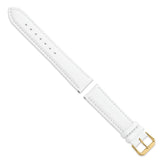 DeBeer 20mm White Smooth Leather with Gold-tone Buckle 7.5 inch Watch Band