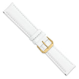 DeBeer 20mm White Smooth Leather with Gold-tone Buckle 7.5 inch Watch Band