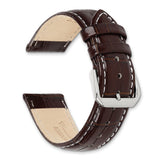 DeBeer 24mm Brown Crocodile Grain Chronograph Leather with White Stitching and Silver-tone Buckle 7.5 inch Watch Band