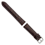 DeBeer 20mm Brown Crocodile Grain Chronograph Leather with White Stitching and Silver-tone Buckle 7.5 inch Watch Band
