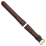 DeBeer 19mm Brown Ostrich Grain Leather with Gold-tone Buckle 7.5 inch Watch Band