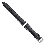 DeBeer 19mm Navy Sport Leather with White Stitching and Silver-tone Buckle 7.5 inch Watch Band