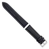 DeBeer 24mm Navy Sport Leather with White Stitching and Silver-tone Buckle 7.5 inch Watch Band