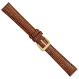 DeBeer 14mm Havana Brown Snake Grain Leather with Gold-tone Buckle 6.75 inch Watch Band