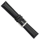DeBeer 20mm Black Smooth Leather Chronograph with Silver-tone Buckle 7.5 inch Watch Band