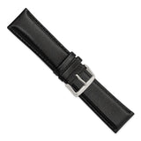DeBeer 24mm Black Smooth Leather Chronograph with Silver-tone Buckle 7.5 inch Watch Band