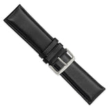 DeBeer 26mm Black Smooth Leather Chronograph with Silver-tone Buckle 7.5 inch Watch Band