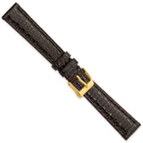 14mm Dark Brown Genuine Lizard Gold-tone Buckle Watch Band