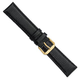20mm Black Lizard Grain Leather Gold-tone Buckle Watch Band