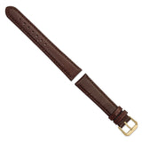 DeBeer 18mm Dark Brown Lizard Grain Leather with Gold-tone Buckle 7.5 inch Watch Band