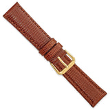 DeBeer 18mm Short Havana Lizard Grain Leather with Gold-tone Buckle 6.75 inch Watch Band
