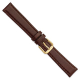 16mm Dark Brown Italian Leather Gold-tone Buckle Watch Band