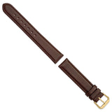 DeBeer 17mm Dark Brown Italian Leather with Gold-tone Buckle 7.5 inch Watch Band