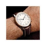 DeBeer 19mm Dark Brown Oil-tanned Leather with White Stitching and Gold-tone Buckle 7.5 inch Watch Band