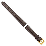 DeBeer 14mm Dark Brown Oil-tanned Leather with White Stitching and Gold-tone Buckle 6.75 inch Watch Band