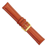 DeBeer 22mm Saddle Brown Oil-tanned Leather with White Stitching and Gold-tone Buckle 7.5 inch Watch Band