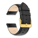 DeBeer 24mm Black Glove Leather with Gold-tone Panerai Style Buckle 7.75 inch Watch Band