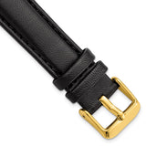 18mm Black Glove Leather Gold-tone Buckle Watch Band