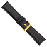 24mm Black Glove Leather Gold-tone Buckle Watch Band