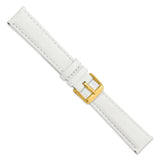 DeBeer 18mm White Glove Leather with Gold-tone Panerai Style Buckle 7.75 inch Watch Band