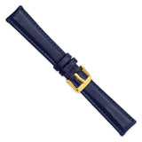 DeBeer 19mm Navy Glove Leather with Gold-tone Panerai Style Buckle 7.75 inch Watch Band