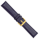 22mm Navy Glove Leather Gold-tone Buckle Watch Band