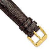 DeBeer 19mm Brown Teju Liz Grain Leather with Gold-tone Buckle 7.5 inch Watch Band
