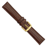 DeBeer 20mm Havana Teju Liz Grain Leather with Gold-tone Buckle 7.5 inch Watch Band