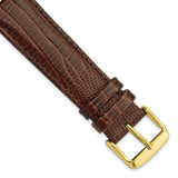 DeBeer 20mm Havana Teju Liz Grain Leather with Gold-tone Buckle 7.5 inch Watch Band