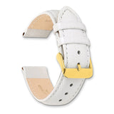DeBeer 22mm White Teju Liz Grain Leather with Gold-tone Buckle 7.5 inch Watch Band