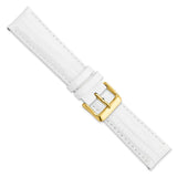 DeBeer 20mm White Teju Liz Grain Leather with Gold-tone Buckle 7.5 inch Watch Band