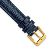 14mm Navy Teju Liz Grain Leather Gold-tone Buckle Watch Band