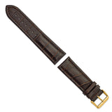 DeBeer 24mm Dark Brown Matte Alligator Grain Leather with Gold-tone Buckle 7.5 inch Watch Band
