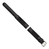 16mm Black Army Style Nylon/Leather Steel Buckle Watch Band