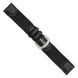 DeBeer 18mm Black Army Style Nylon and Leather with Stainless Steel Buckle 7.75 inch Watch Band