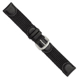 19mm Black Army Style Nylon/Leather Steel Buckle Watch Band