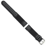 DeBeer 20mm Black Army Style Nylon and Leather with Stainless Steel Buckle 7.75 inch Watch Band