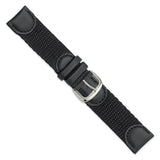 DeBeer 20mm Black Army Style Nylon and Leather with Stainless Steel Buckle 7.75 inch Watch Band