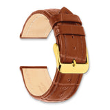 DeBeer 16mm Havana Matte Alligator Grain Leather with Gold-tone Buckle 7.5 inch Watch Band