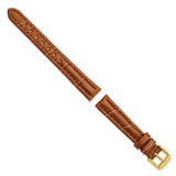 DeBeer 14mm Havana Matte Alligator Grain Leather with Gold-tone Buckle 6.75 inch Watch Band