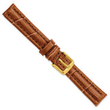 DeBeer 14mm Havana Matte Alligator Grain Leather with Gold-tone Buckle 6.75 inch Watch Band
