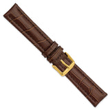 18mm Light Brown Matte Alligator Grain Gold-tone Bkle Watch Band