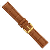 DeBeer 20mm Havana Matte Alligator Grain Leather with Gold-tone Buckle 7.5 inch Watch Band